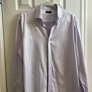 Proper Cloth Non-Iron Dress Shirt Men Medium Light Purple Cotton Business Formal